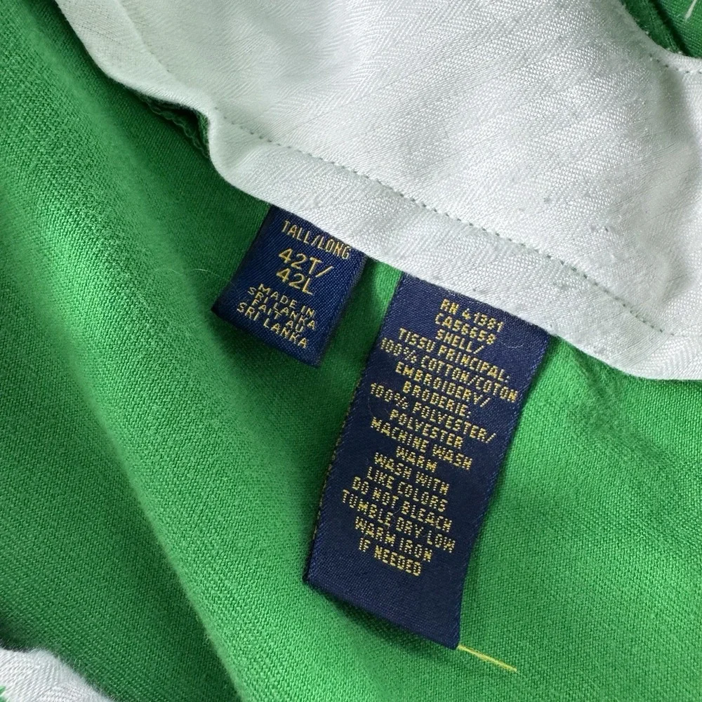 Polo Ralph Lauren Green Blue Whale Embroidered Chino Shorts Mens 42 Tall Long